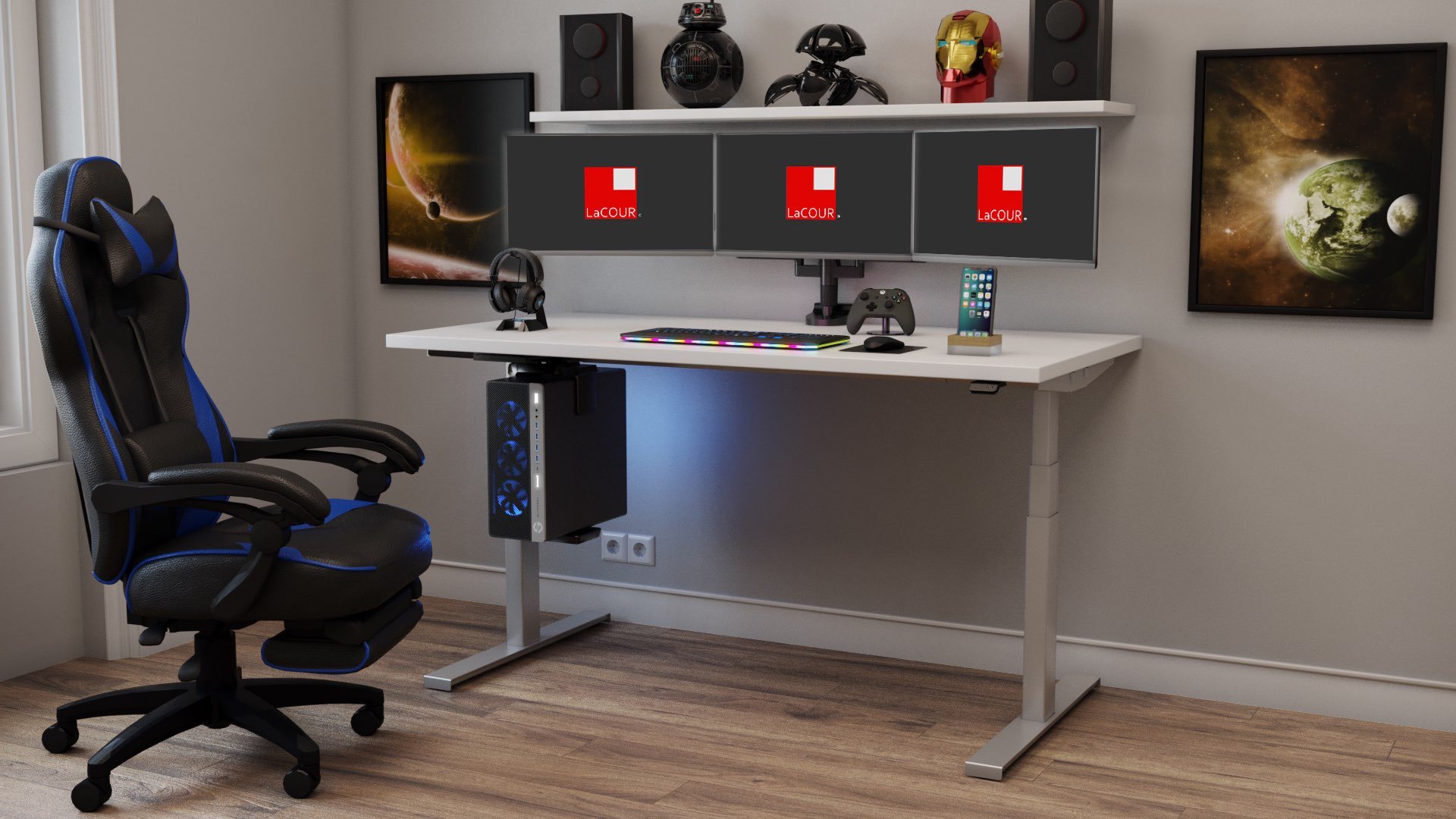 Commander Gaming Desk - Sit Stand Gaming Desk